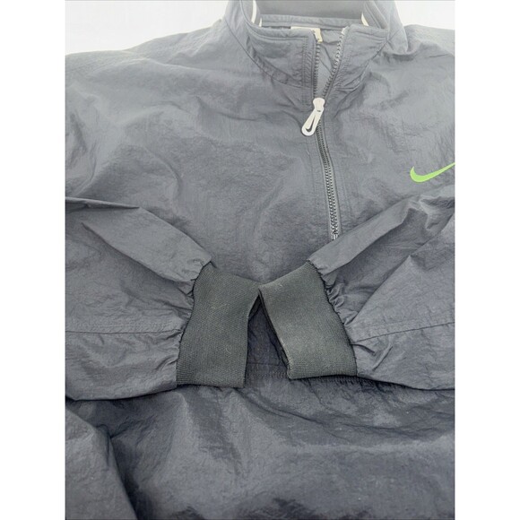 Vintage NIKE Jacket Black 1/4zip Green Spell out And Swoosh Men’s Size XL - Picture 6 of 14